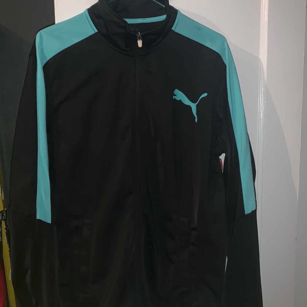 PUMA black /turquoise zip up sweater